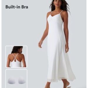 HALARA White Maxi Dress with Built-in Bra